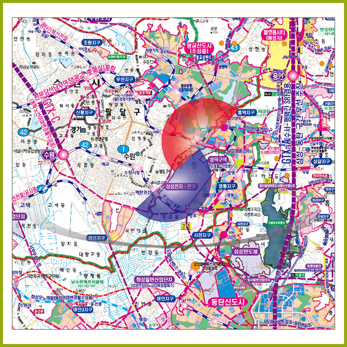 경기남부권 개발계획도  [ 롤스크린 / 大 ]