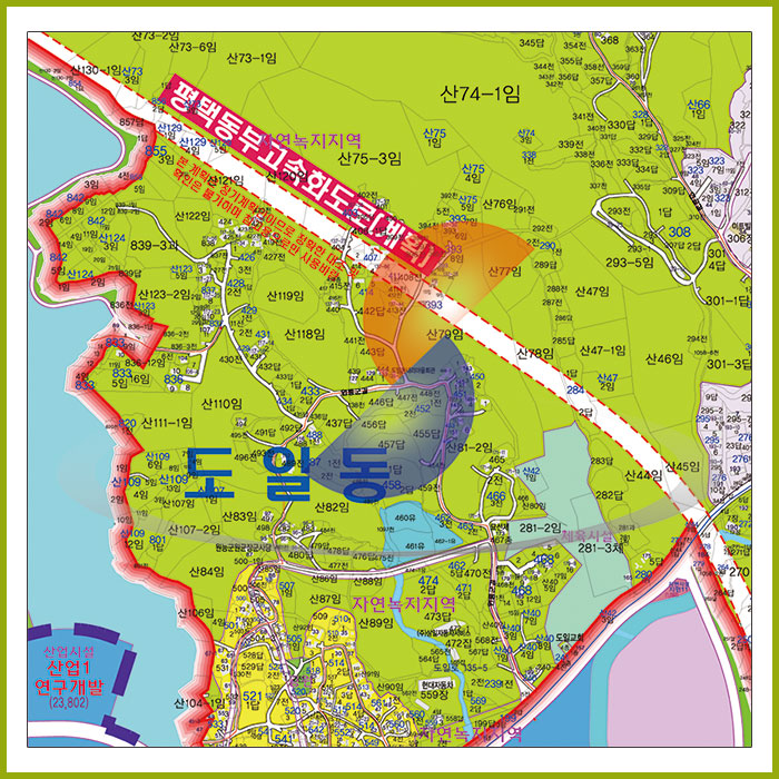 평택시 브레인시티 지번현황도 [롤스크린] 185cm×210cm (大)