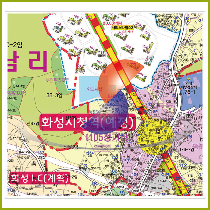화성시  남양뉴타운 지번현황도 [롤스크린] 185cm×210cm (大)