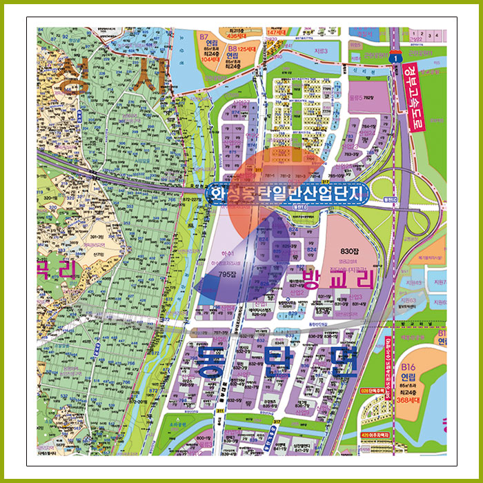 오산시 지번현황도 [롤스크린] 215cm×180cm (大)