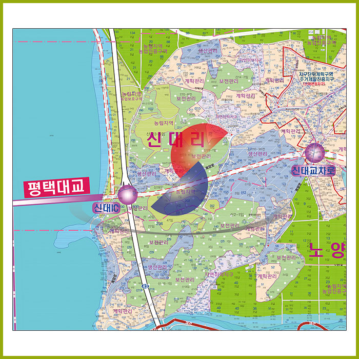 평택시 팽성미군기지 지번현황도 [롤스크린] 215cm×162cm (大)