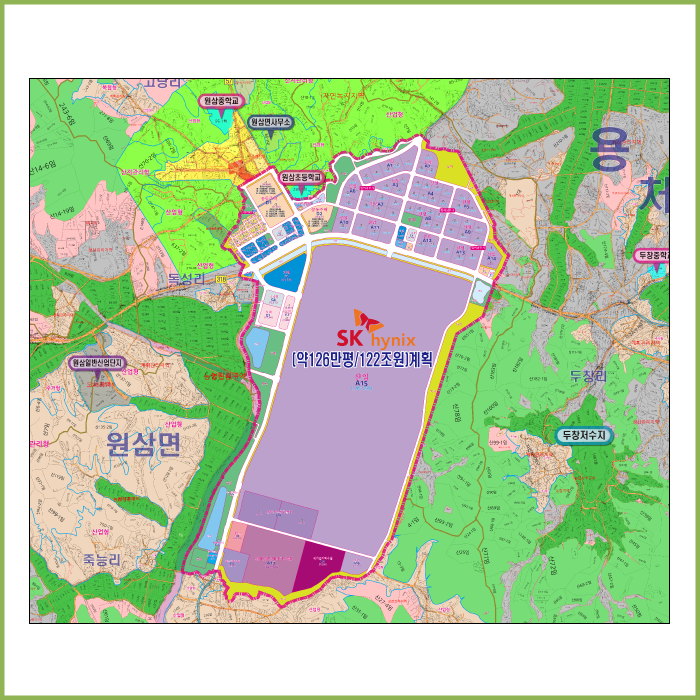 용인SK하이닉스 반도체클러스터 지번현황도 [롤스크린] 300cm&times;300cm