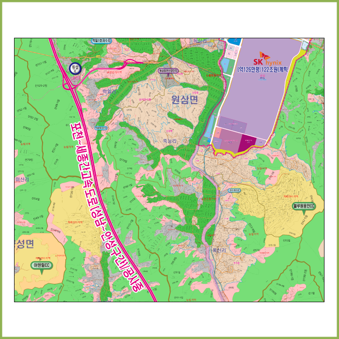 용인SK하이닉스 반도체클러스터 지번현황도 [롤스크린] 300cm&times;300cm