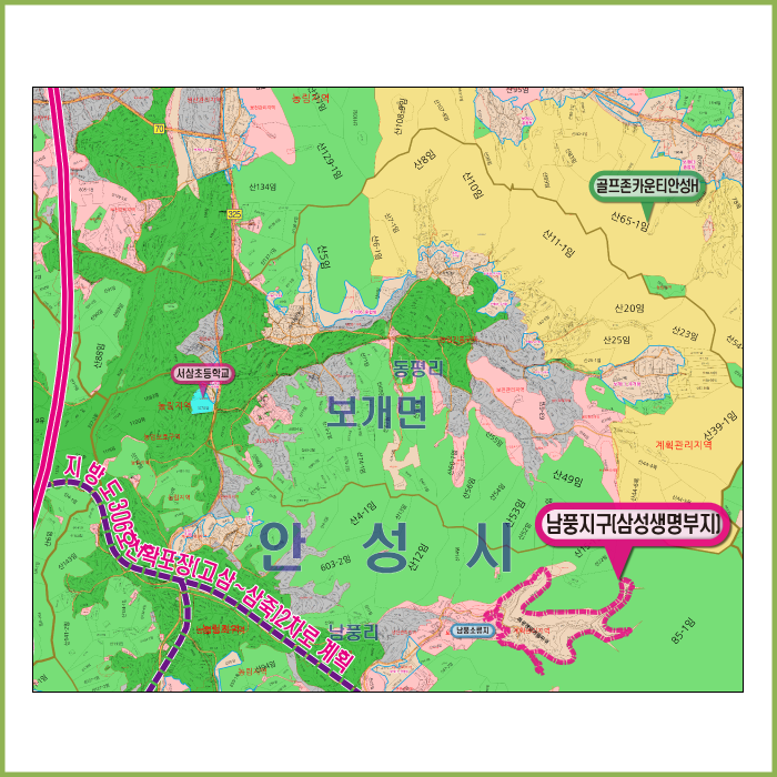 용인SK하이닉스 반도체클러스터 지번현황도 [롤스크린] 300cm&times;300cm