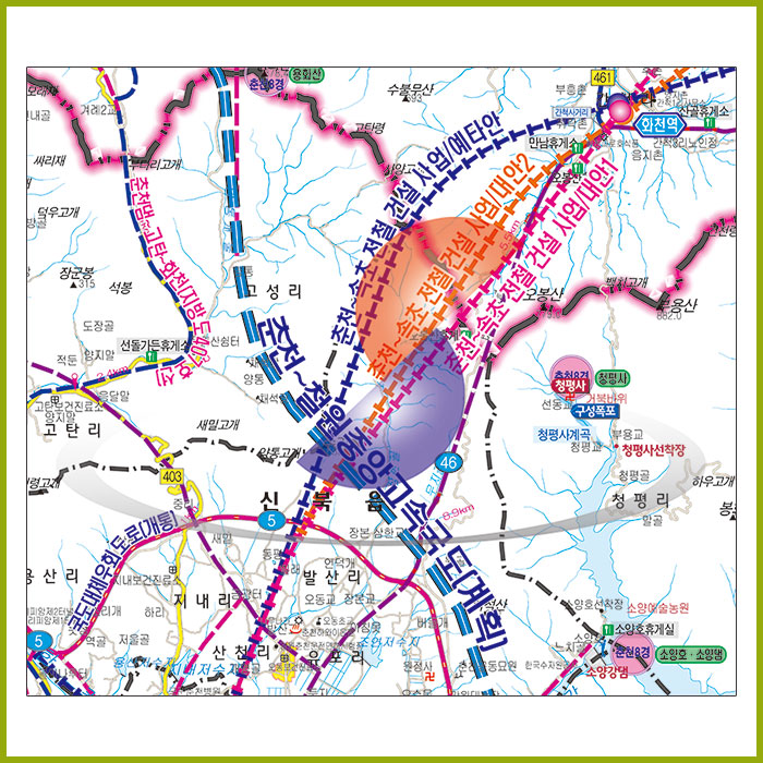 춘천시 개발계획도  [ 롤스크린 / 大 ]