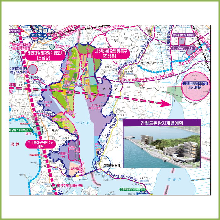 충남서북부권 개발계획도 [ 롤스크린 / 大 ]