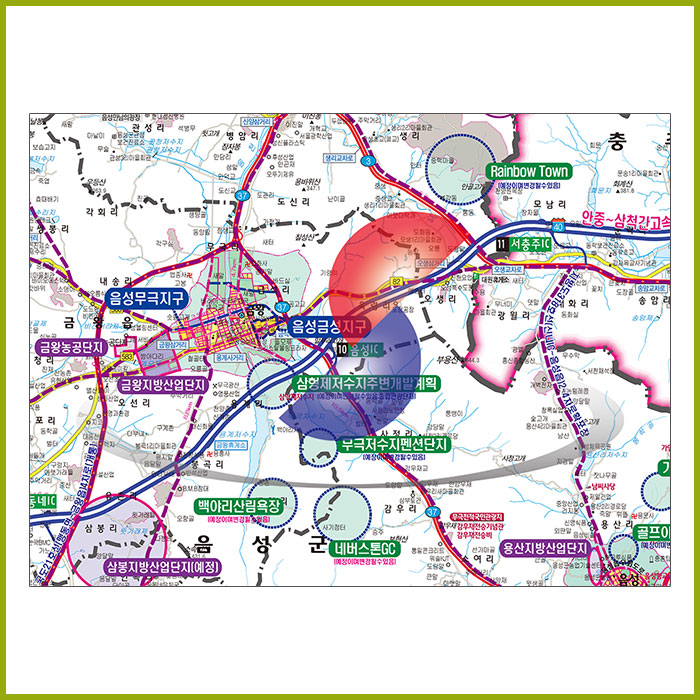 음성진천증평군 개발계획도[양면코팅 종이]