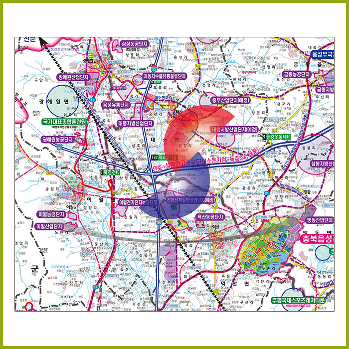 음성진천증평군 개발계획도[양면코팅 종이]