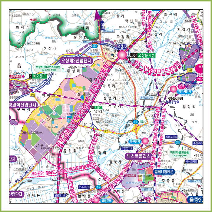 2040청주시 개발계획도 [양면코팅 종이]