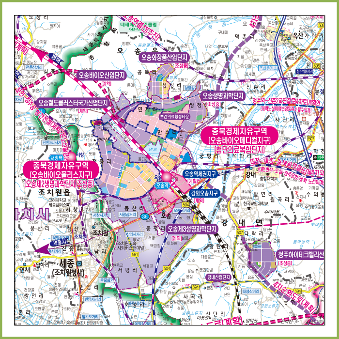 2040청주시 개발계획도 [양면코팅 종이]