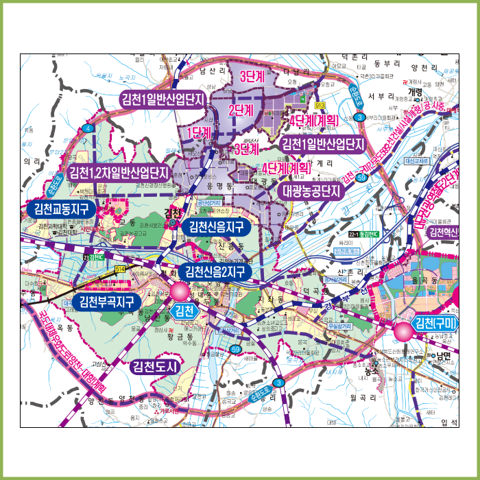 구미·김천·성주·칠곡 개발계획도 [ 족자 ]
